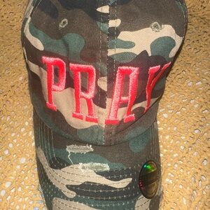 Camouflage Cap with Red Embroidery